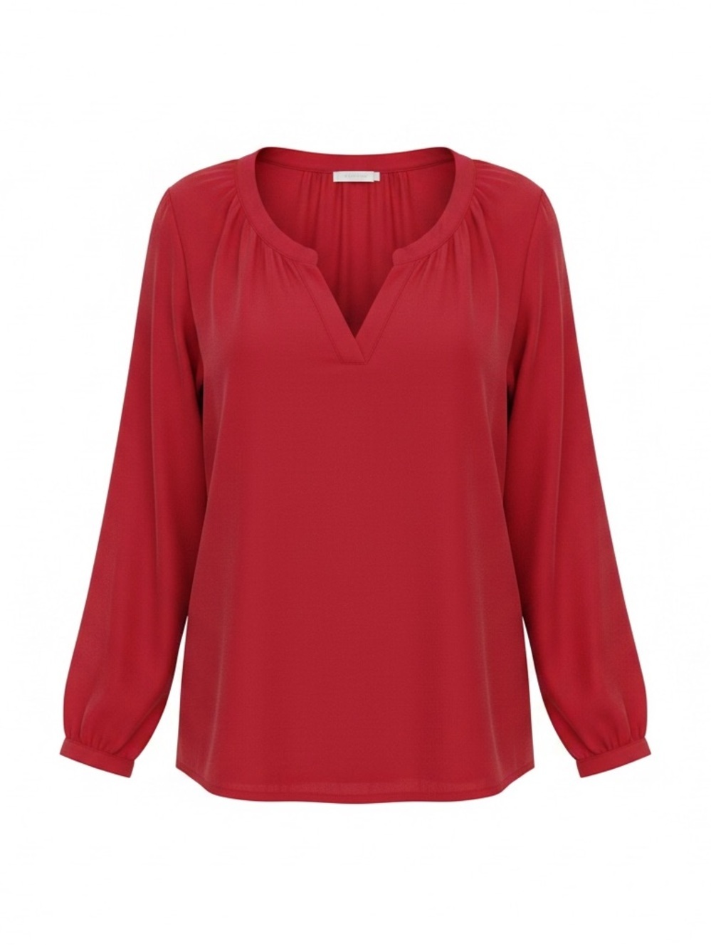Talbots Woman 3X Red Split Neck Long Sleeve Blouse Lightweight Career Top
